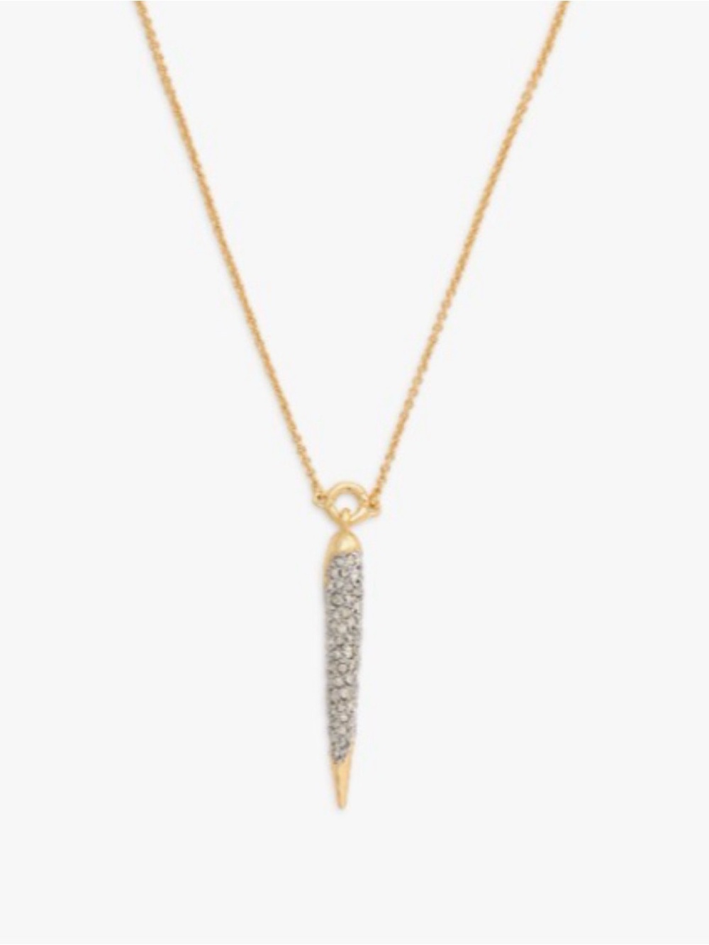 Alexis Bittar Solanales Crystal Spear Necklace 14K Gold Plate Clear AU14